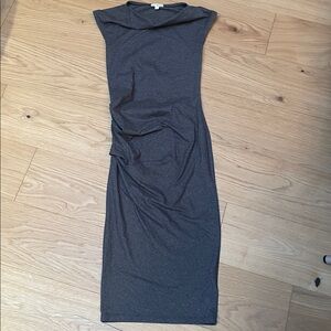 James Perse Charcoal Cap Sleeve Ruched Dress